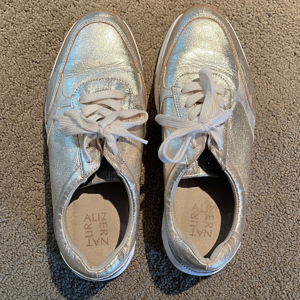 Naturalizer Silver/Gold metallic leather Athletic Shoes